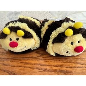 Pillow Pets Bee Slippers Plush Cozy Kids Size Small